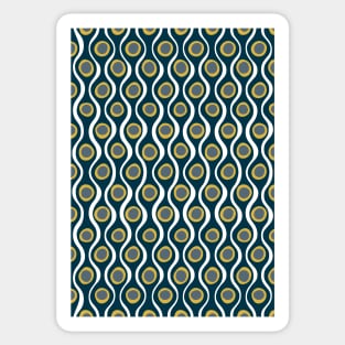 60s, 70s Funky Dots Pattern Navy and Mustard Sticker